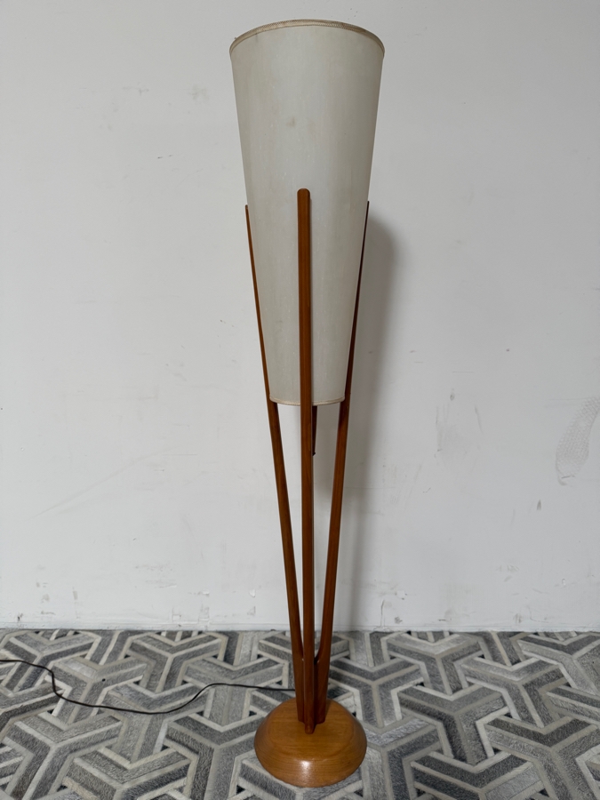Just Added - Mid-Century Modern Adrian Pearsall Walnut Floor Lamp - Shade Is Damaged 57'H [Photo 6]