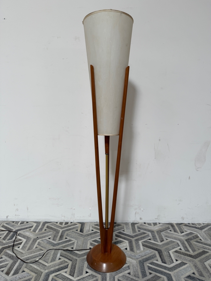 Just Added - Mid-Century Modern Adrian Pearsall Walnut Floor Lamp - Shade Is Damaged 57'H [Photo 2]