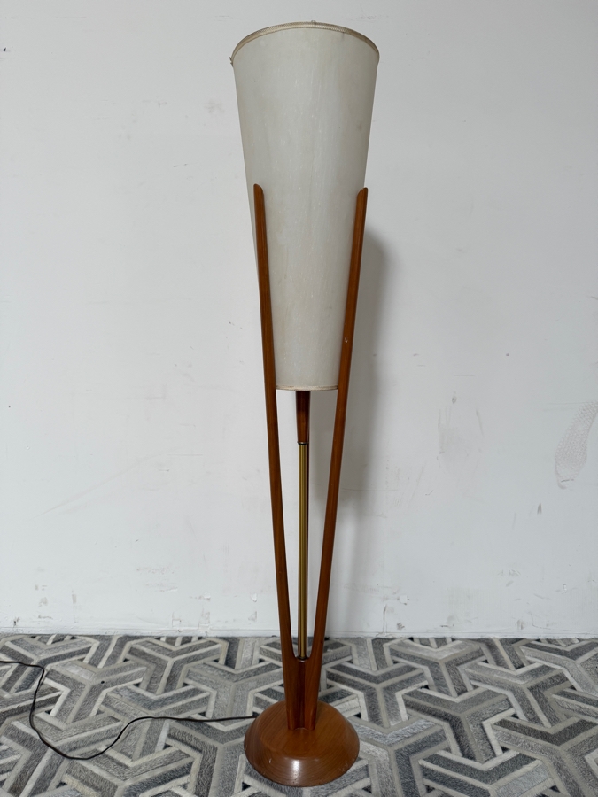 Just Added - Mid-Century Modern Adrian Pearsall Walnut Floor Lamp - Shade Is Damaged 57'H [Photo 3]