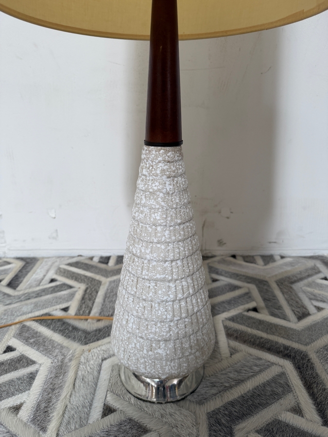 Just Added - Mid-Century Modern Ceramic Table Lamp with Walnut Accents 35'H [Photo 3]