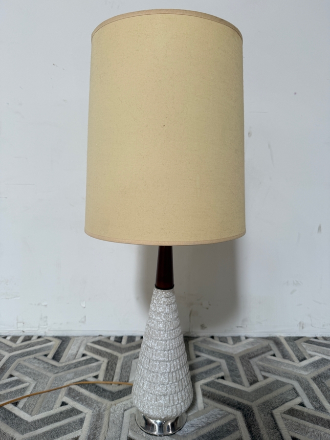 Just Added - Mid-Century Modern Ceramic Table Lamp with Walnut Accents 35'H [Photo 2]