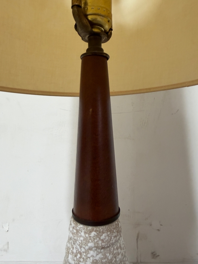 Just Added - Mid-Century Modern Ceramic Table Lamp with Walnut Accents 35'H [Photo 5]