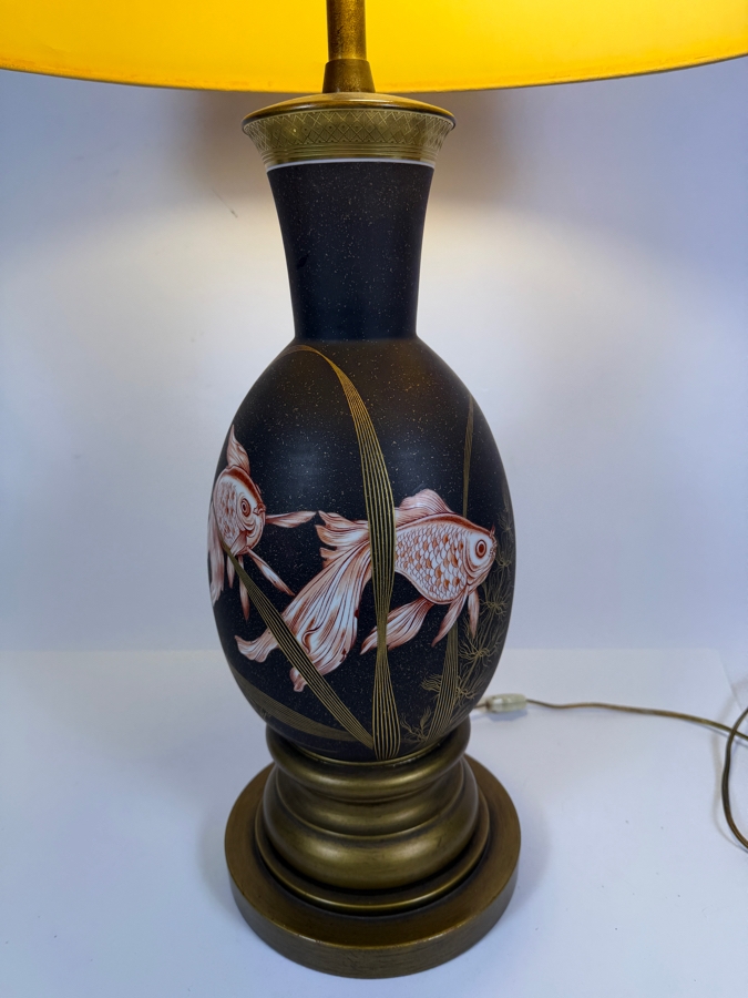 Just Added - Stunning Hand Painted Porcelain Koi Fish Table Lamp 33'H [Photo 4]