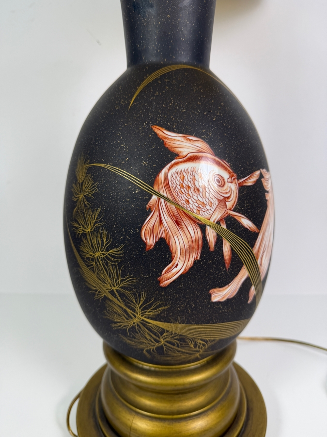 Just Added - Stunning Hand Painted Porcelain Koi Fish Table Lamp 33'H [Photo 8]