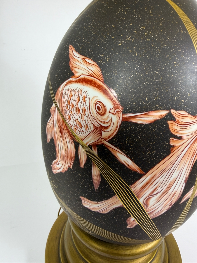 Just Added - Stunning Hand Painted Porcelain Koi Fish Table Lamp 33'H [Photo 7]
