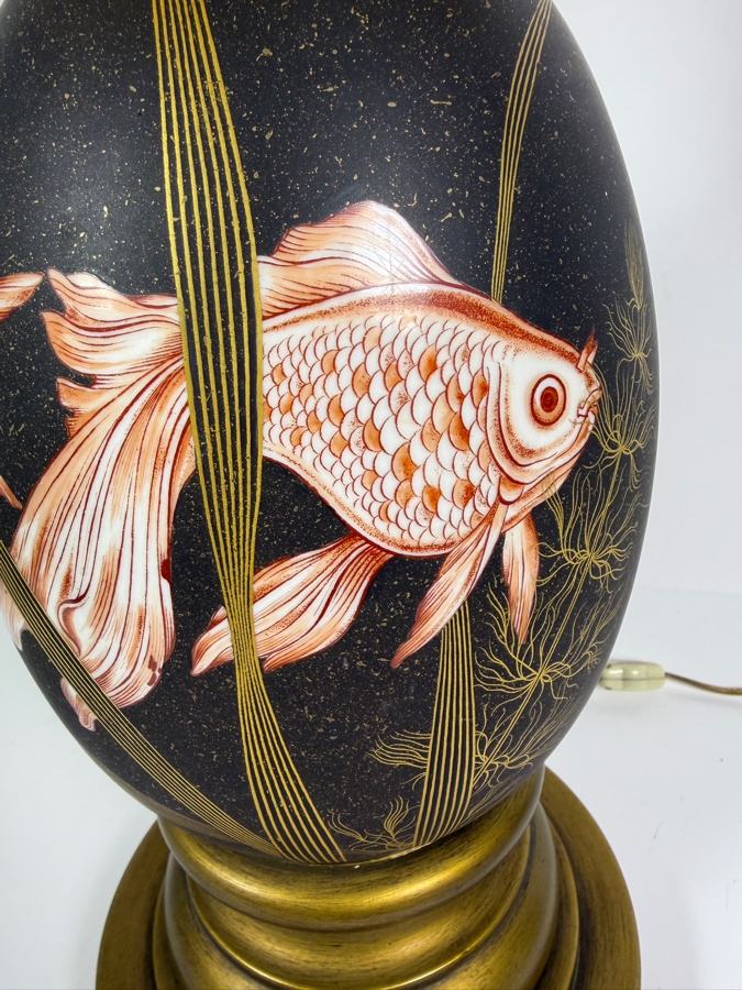 Just Added - Stunning Hand Painted Porcelain Koi Fish Table Lamp 33'H [Photo 6]