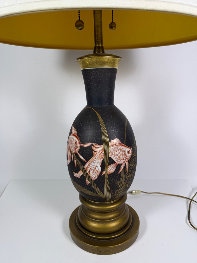 Just Added - Stunning Hand Painted Porcelain Koi Fish Table Lamp 33'H [Photo 2]