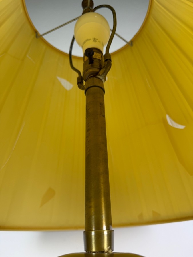Just Added - Mid-Century Amber Brown Glass Table Lamp With Damaged Shade 39'H [Photo 5]