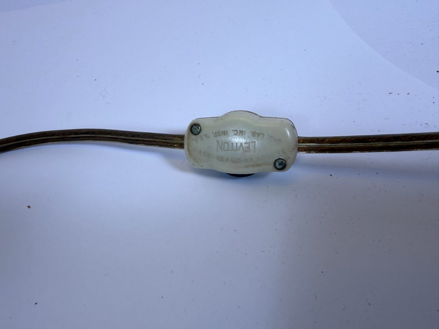 Just Added - Mid-Century Amber Brown Glass Table Lamp With Damaged Shade 39'H [Photo 7]