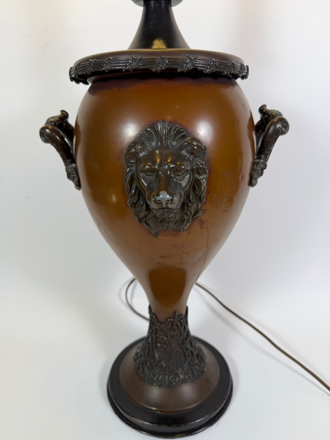 Just Added - Vintage Frederick Cooper Metal Floor Lamp With Applied Lion Heads 37'H [Photo 3]