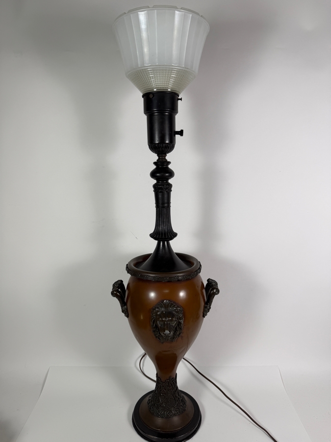 Just Added - Vintage Frederick Cooper Metal Floor Lamp With Applied Lion Heads 37'H [Photo 5]