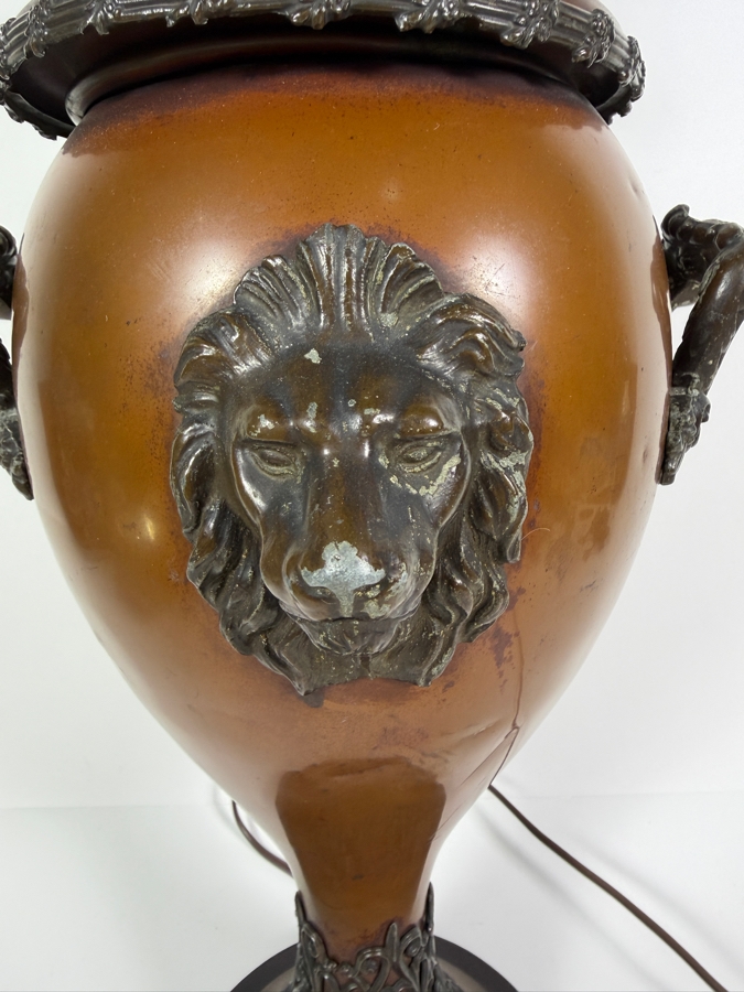 Just Added - Vintage Frederick Cooper Metal Floor Lamp With Applied Lion Heads 37'H [Photo 8]
