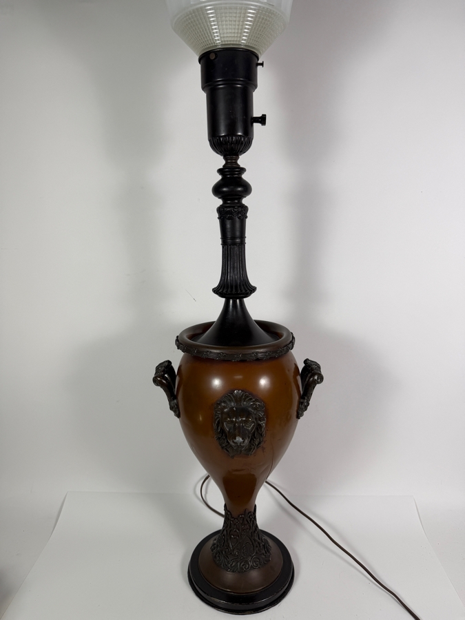 Just Added - Vintage Frederick Cooper Metal Floor Lamp With Applied Lion Heads 37'H [Photo 6]