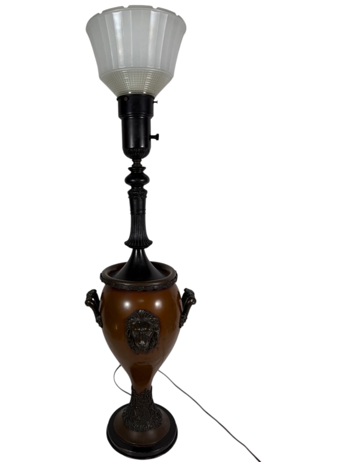 Just Added - Vintage Frederick Cooper Metal Floor Lamp With Applied Lion Heads 37'H