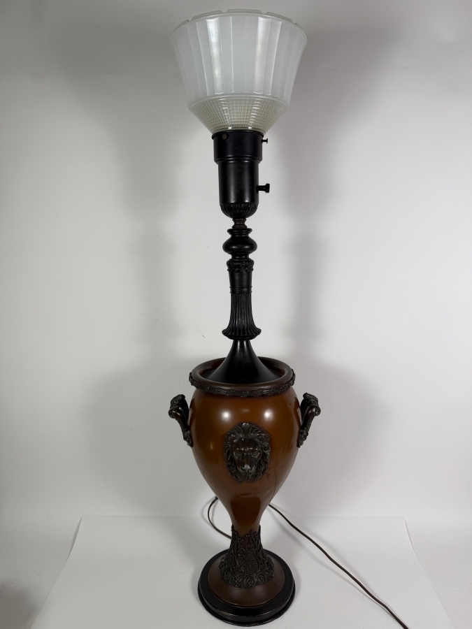 Just Added - Vintage Frederick Cooper Metal Floor Lamp With Applied Lion Heads 37'H [Photo 2]
