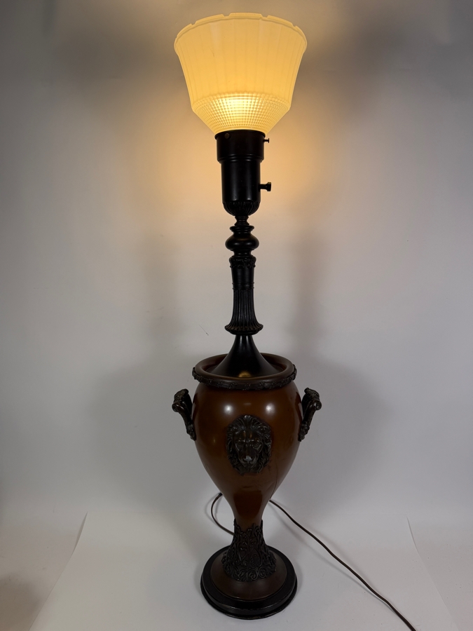 Just Added - Vintage Frederick Cooper Metal Floor Lamp With Applied Lion Heads 37'H [Photo 4]