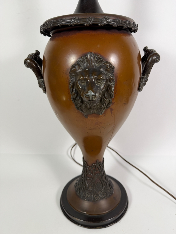 Just Added - Vintage Frederick Cooper Metal Floor Lamp With Applied Lion Heads 37'H [Photo 7]