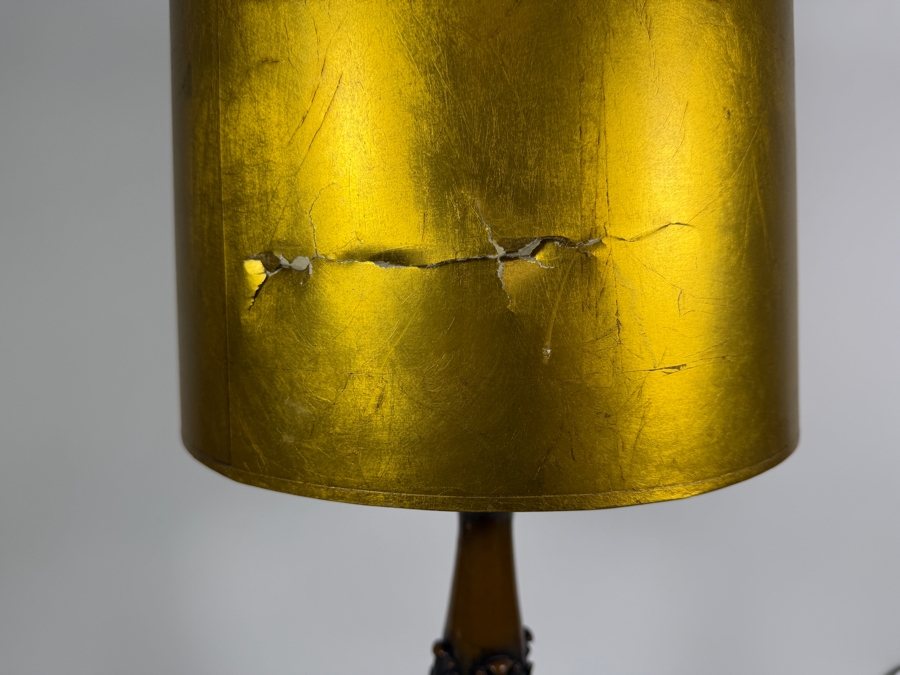 Just Added - Vintage Metal Ram's Head & Hoof Table Lamp with Damaged Shade 30'H [Photo 9]
