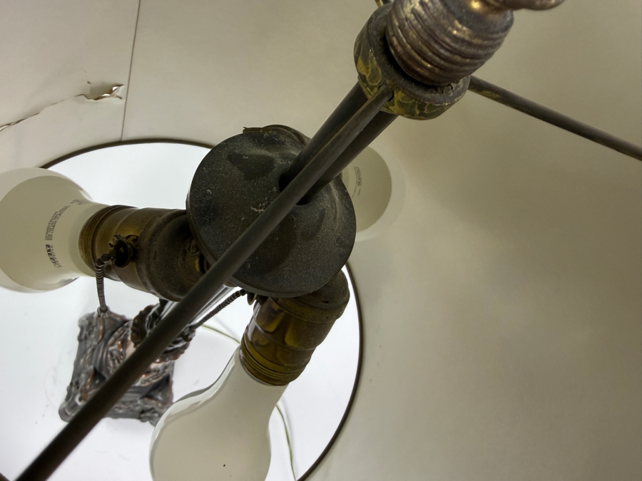 Just Added - Vintage Metal Ram's Head & Hoof Table Lamp with Damaged Shade 30'H [Photo 10]