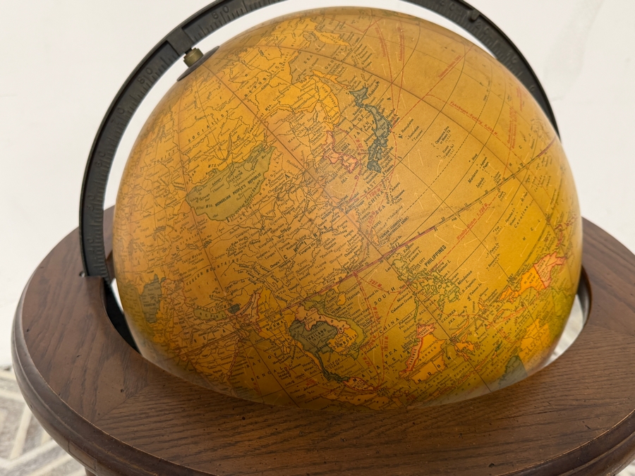Just Added - Vintage Butler Floor Standing World Globe George F. Cram Company 21W X 31H [Photo 7]