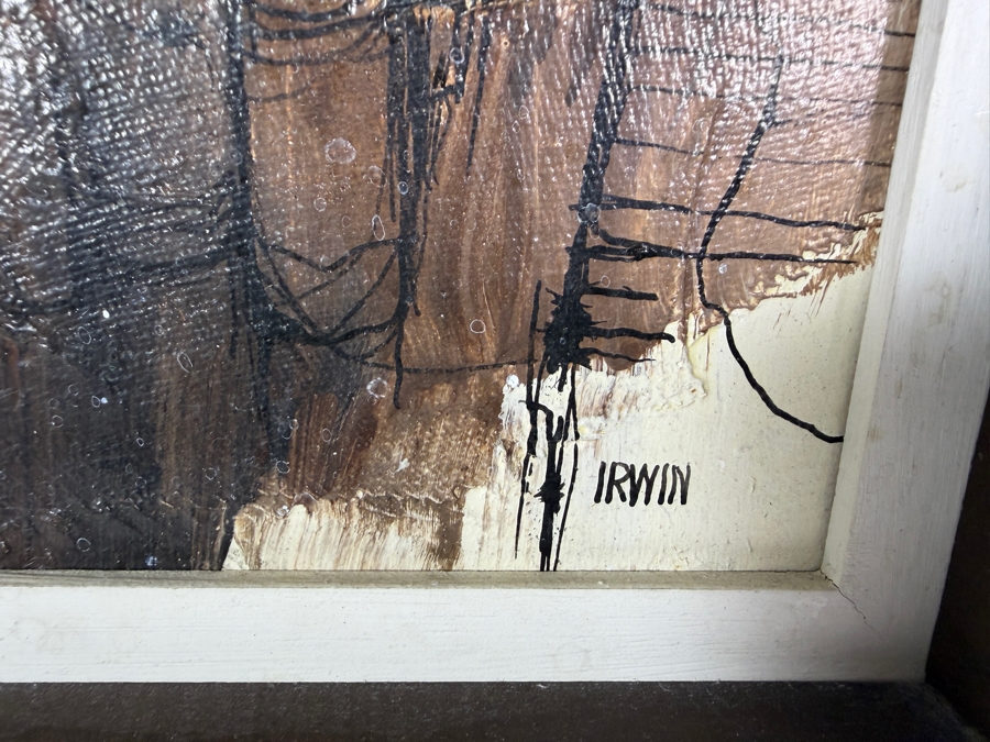 Just Added - Irwin H. Brown (American, b. 1928) Original Mid-Century Modern Nautical Ships Oil Painting On Board 10 X 10 Framed 16 X 16 [Photo 4]