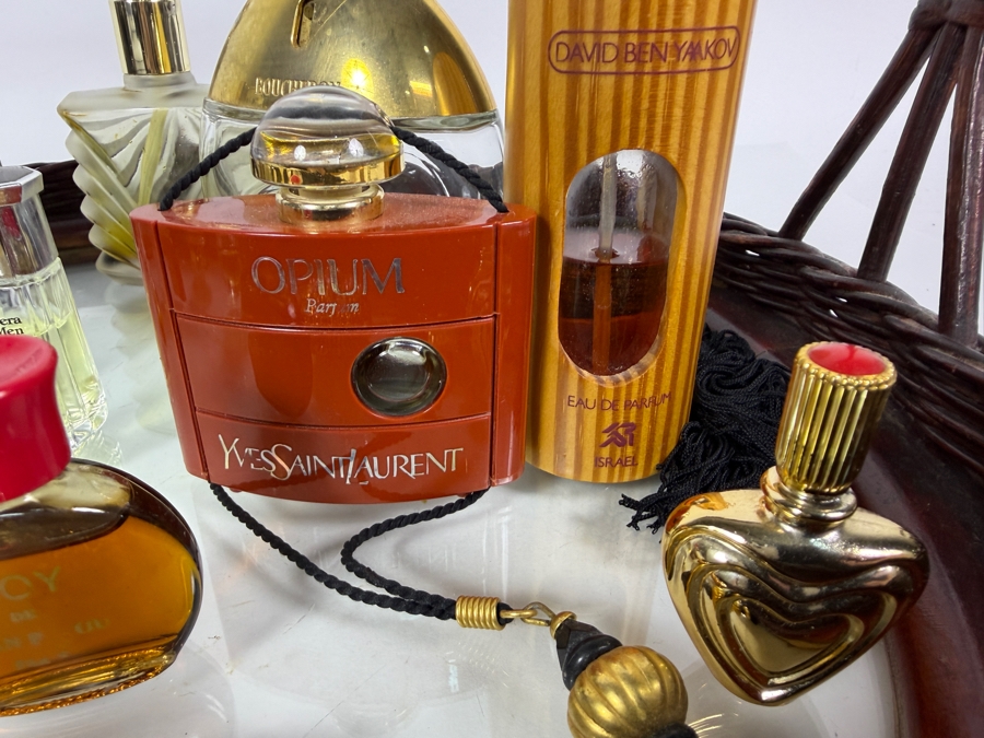 Just Added - Collection Of Vintage Perfume Bottles with Handled Mirrored Woven Tray 15.5W X 11H - See Photos [Photo 10]