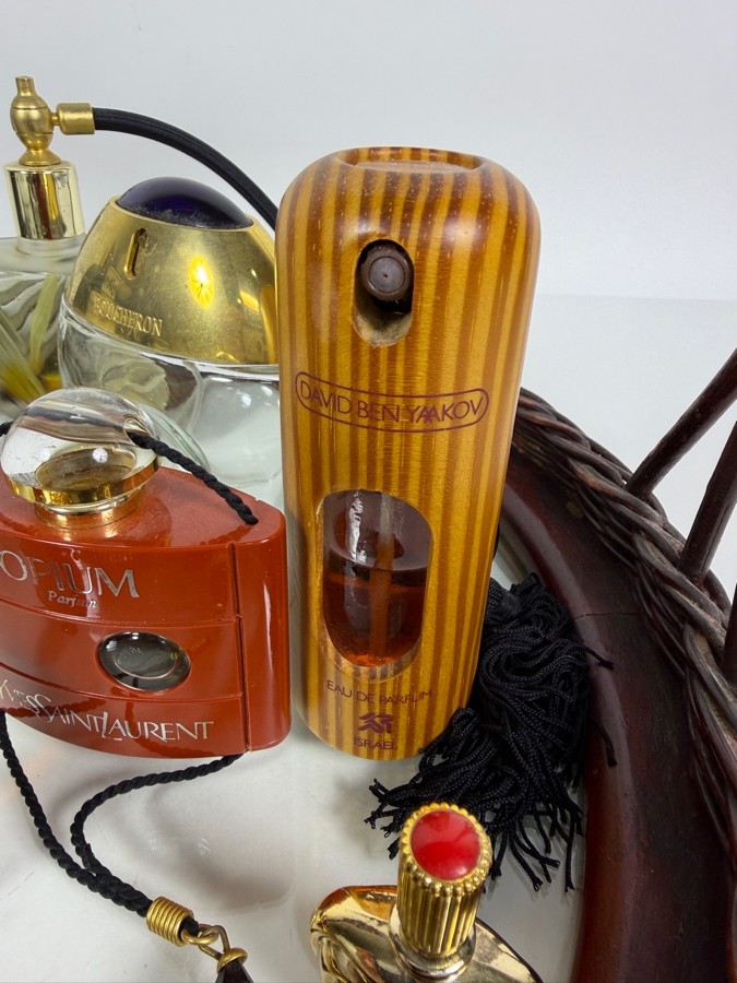 Just Added - Collection Of Vintage Perfume Bottles with Handled Mirrored Woven Tray 15.5W X 11H - See Photos [Photo 11]