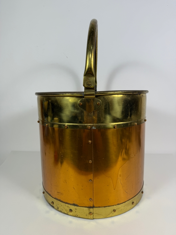 Just Added - Vintage Copper and Brass Handled Coal Bucket 12.5W X 12.5H [Photo 4]