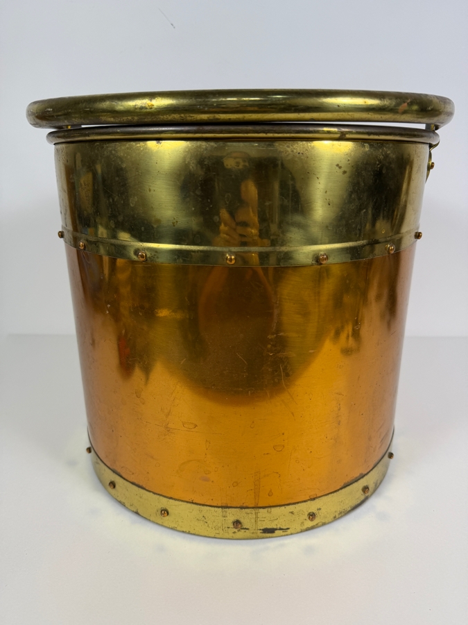 Just Added - Vintage Copper and Brass Handled Coal Bucket 12.5W X 12.5H [Photo 5]