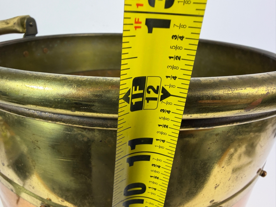 Just Added - Vintage Copper and Brass Handled Coal Bucket 12.5W X 12.5H [Photo 8]