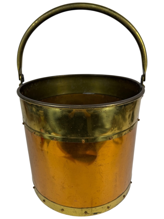 Just Added - Vintage Copper and Brass Handled Coal Bucket 12.5W X 12.5H