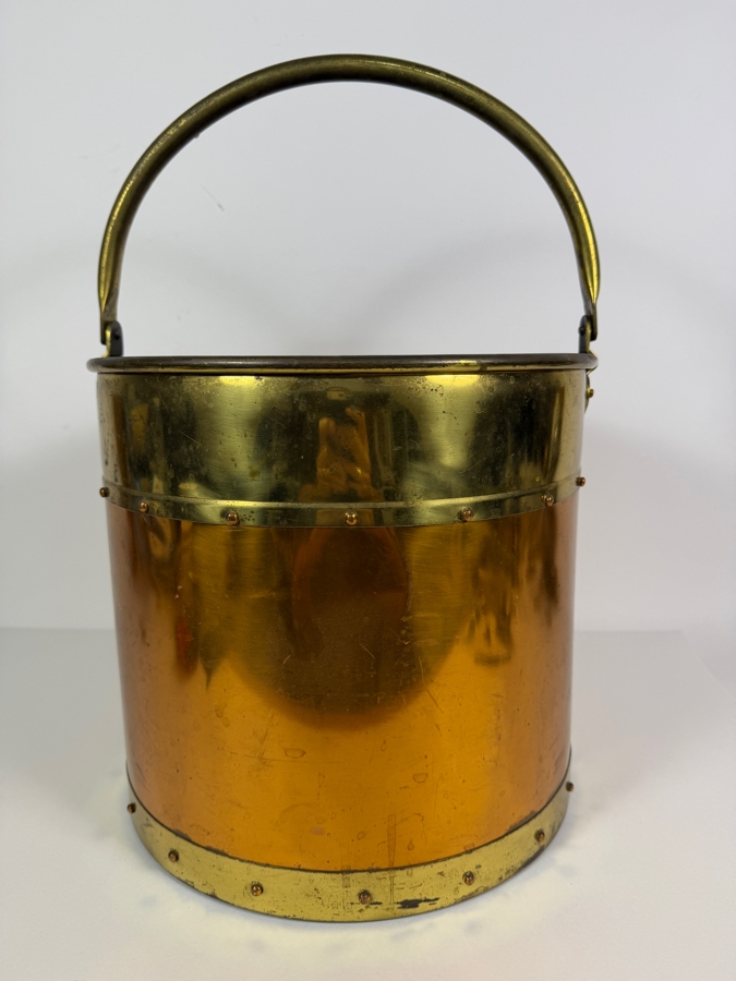 Just Added - Vintage Copper and Brass Handled Coal Bucket 12.5W X 12.5H [Photo 3]