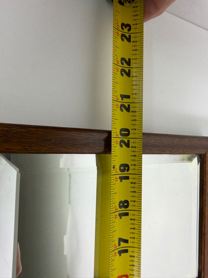 Just Added - Vintage Tiger Oak Tri Fold Vanity Shaving Mirror 20'W [Photo 8]