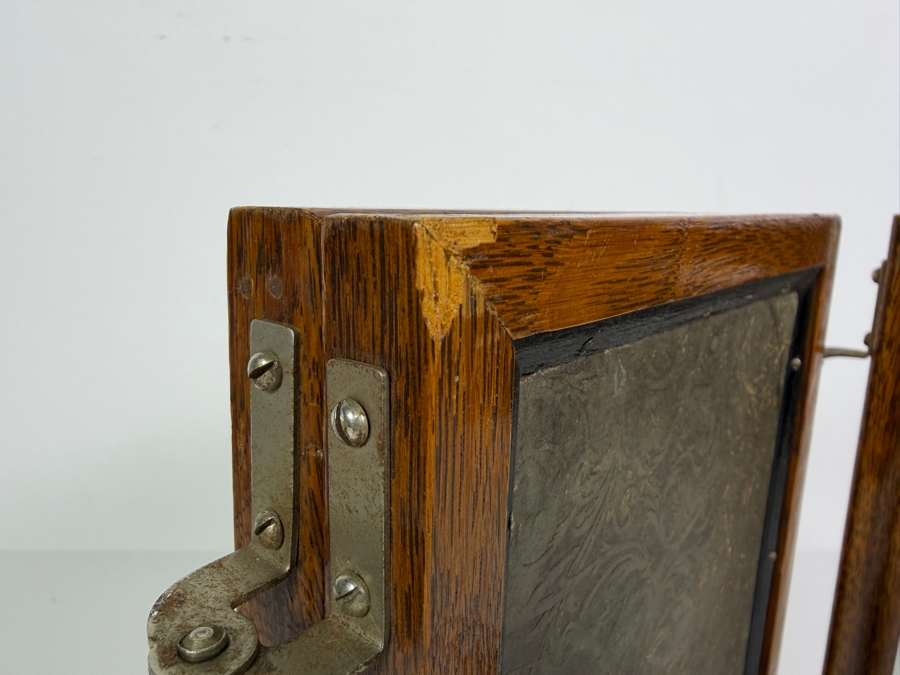 Just Added - Vintage Tiger Oak Tri Fold Vanity Shaving Mirror 20'W [Photo 4]