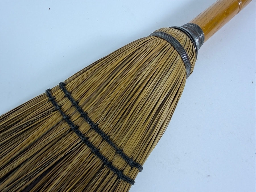 Just Added - Vintage Twig Hearth Whisk Broom with Wooden Handle 28'L [Photo 4]