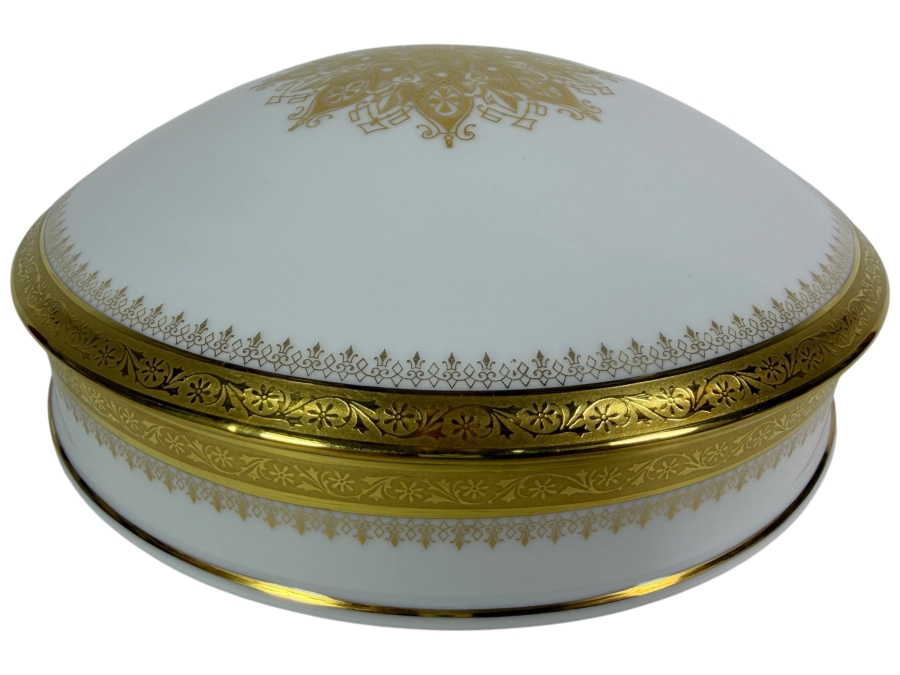 Just Added - Large Limoges France Porcelain Hand Painted Lidded Box 8.25W X 3H