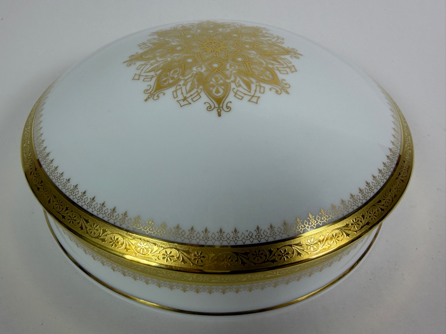 Just Added - Large Limoges France Porcelain Hand Painted Lidded Box 8.25W X 3H [Photo 3]