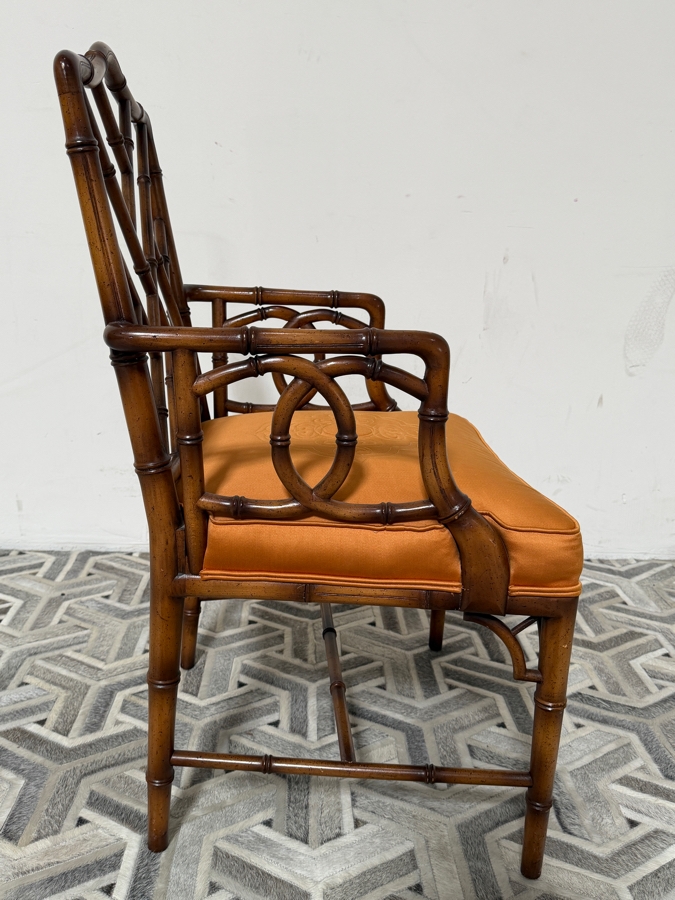Just Added - Vintage Mid-Century Modern Wooden Faux Bamboo Armchair 21W X 22D X 39H [Photo 4]
