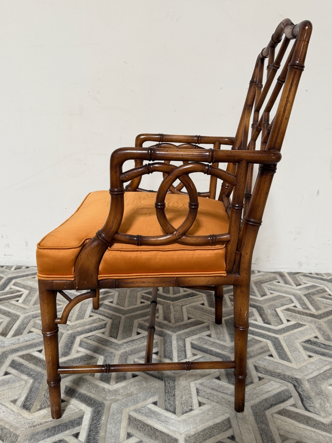 Just Added - Vintage Mid-Century Modern Wooden Faux Bamboo Armchair 21W X 22D X 39H [Photo 6]