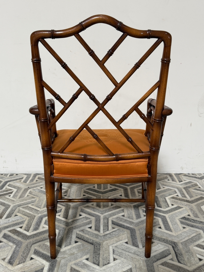 Just Added - Vintage Mid-Century Modern Wooden Faux Bamboo Armchair 21W X 22D X 39H [Photo 5]