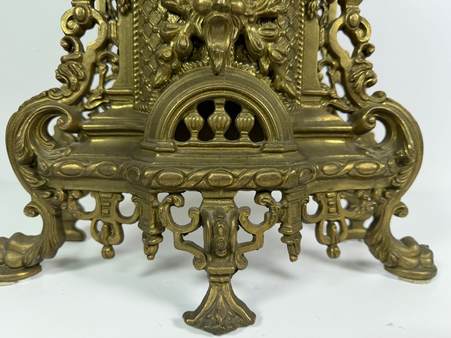 Just Added - 20th Century Ornate Italian Brass Mantel Clock - Not Working 13.5W X 7D X 23.5H [Photo 4]