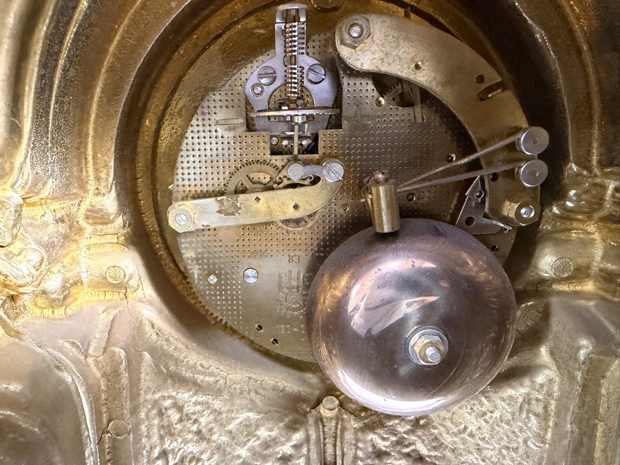 Just Added - 20th Century Ornate Italian Brass Mantel Clock - Not Working 13.5W X 7D X 23.5H [Photo 9]