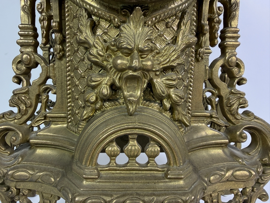 Just Added - 20th Century Ornate Italian Brass Mantel Clock - Not Working 13.5W X 7D X 23.5H [Photo 3]