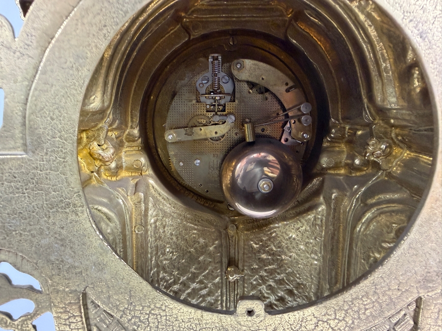 Just Added - 20th Century Ornate Italian Brass Mantel Clock - Not Working 13.5W X 7D X 23.5H [Photo 8]