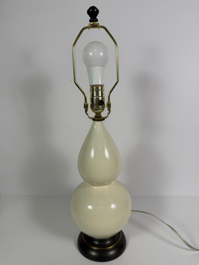 Just Added - Double-gourd White Ceramic Table Lamp 22'H [Photo 2]