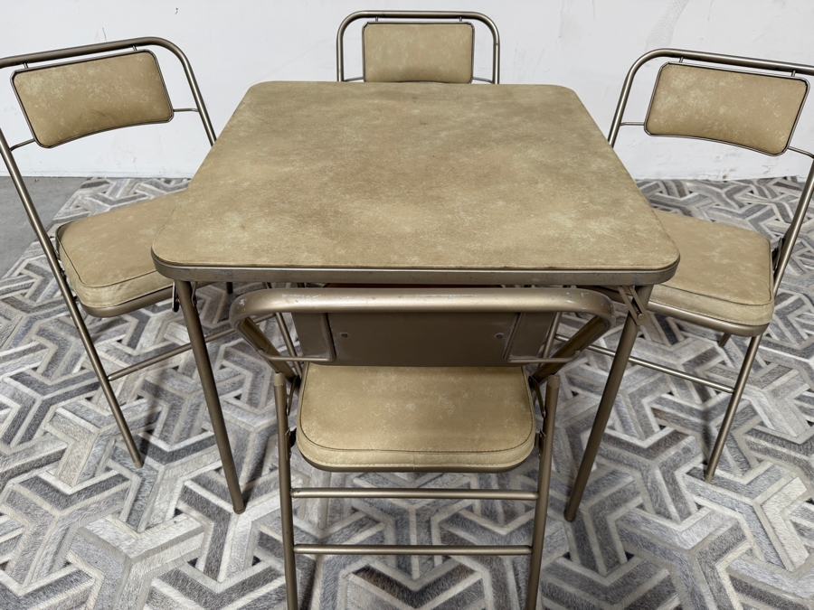 Just Added - Vintage Samsonite 5-piece Folding Card Table 30.5W X 26.5H with Four Folding Chairs [Photo 5]