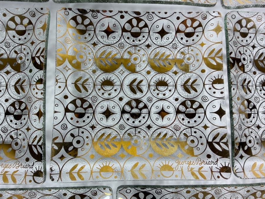 Just Added - Mid-Century Modern Georges Briard (11) 'Forbidden Fruit' Gold-gilt Glass Plates 6' X 6' and Georges Briard (11) 'Forbidden Fruit' Glass Tray 14 X 8.5 [Photo 2]