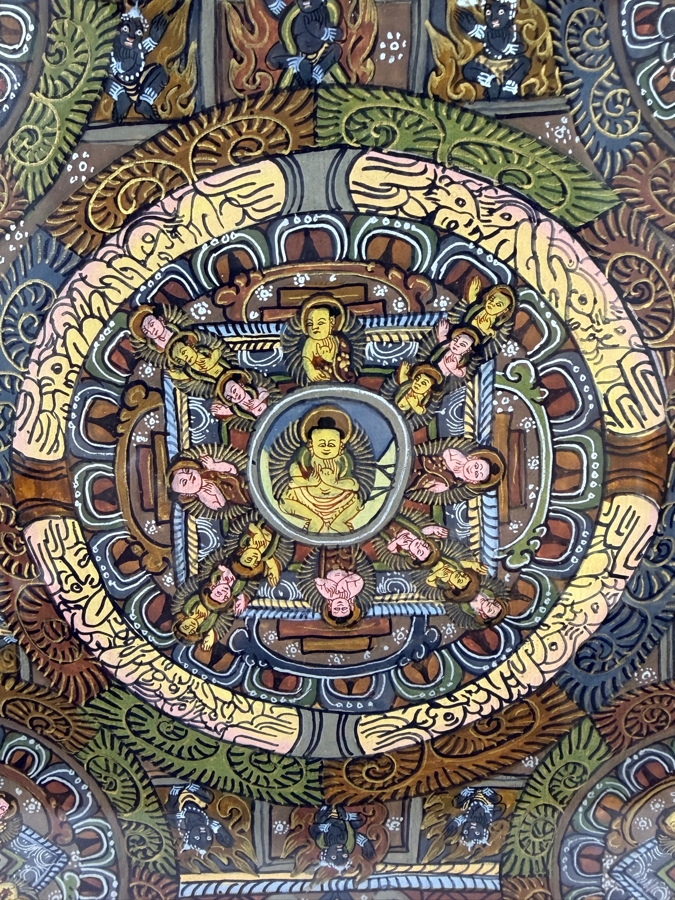 Just Added - Vintage Original Nepal Thangka Buddhist Symbolism Painting 16 X 21.5 in an Acrylic Frame 22 X 28 [Photo 5]