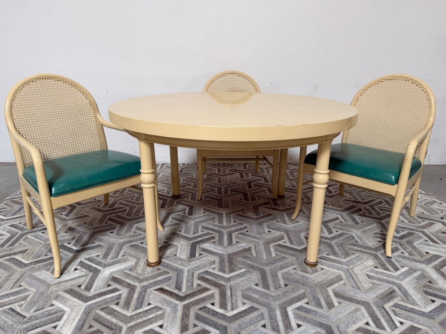 Just Added - Vintage Drexel Wellington Park 48' Dining Table with Single 20' Leaf and (3) Dining Chairs [Photo 2]