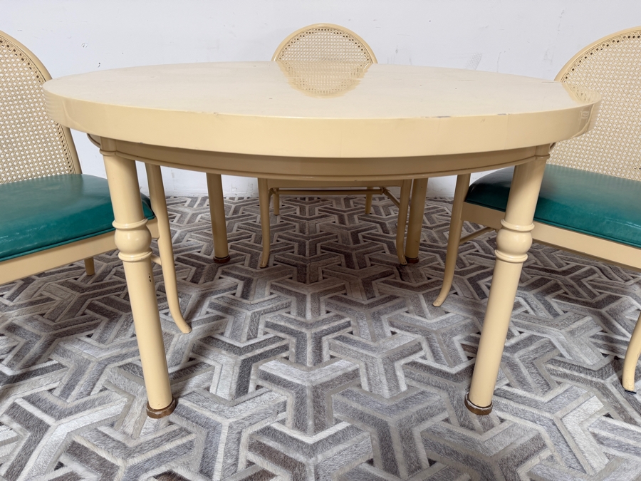 Just Added - Vintage Drexel Wellington Park 48' Dining Table with Single 20' Leaf and (3) Dining Chairs [Photo 3]
